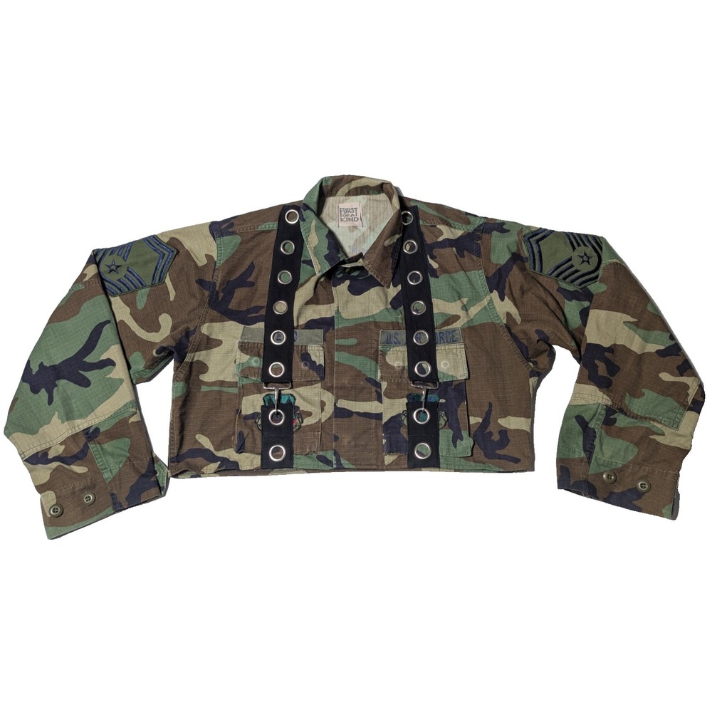 FURST OF A KIND US Air Force Master Sergeant Cropped Camo Jacket - Women Large?